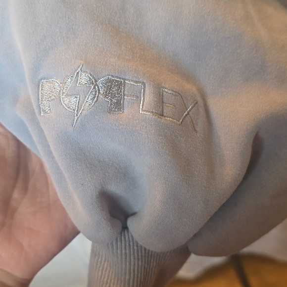 PopFlex Light Blue Crewneck Pullover with Ribbed Cuff Detail As Is - Picture 2 of 7